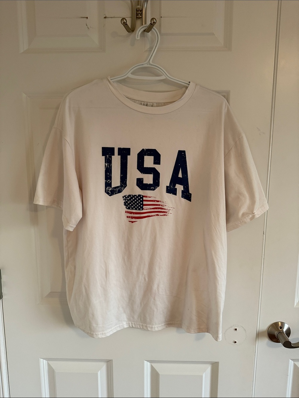 Shein White USA Graphic Short-Sleeve Men’s T-Shirt Size XS Oversized